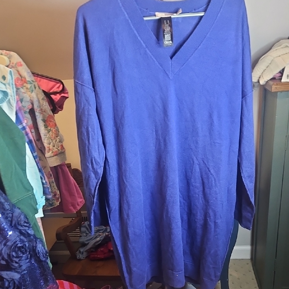 ASOS‎ Royal Blue V-Neck Sweater Dress